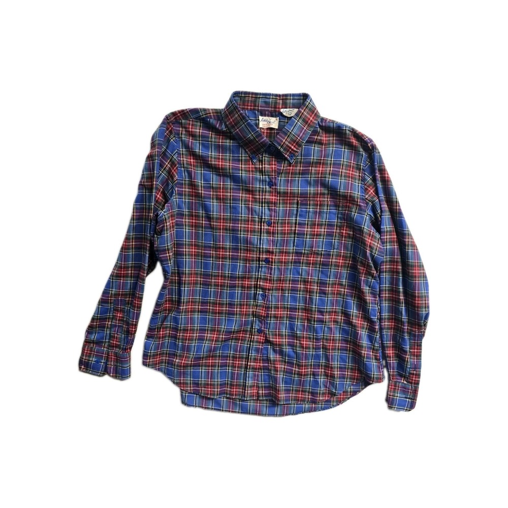 Amy Barr Vintage Women's Red Blue Plaid Shirt Button Up L Western